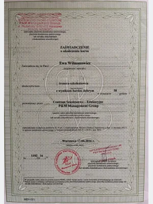 Certyfikat Trenera-Szkoleniowca