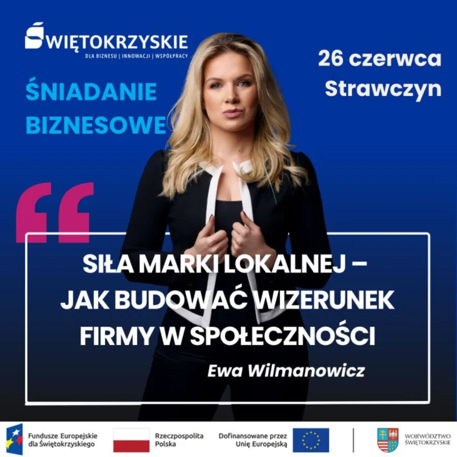 Plakat Świętokrzyskiego Śniadania Biznesowego z Ewą Wilmanowicz